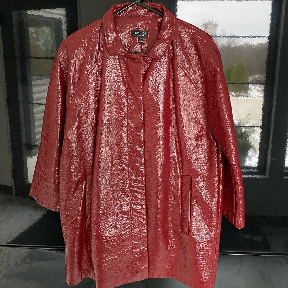 Topshop shiny red coat!